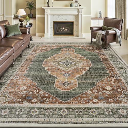 Sage Green 5x7 Area Rugs for Living Room Bedroom Dining Room Rug Washable Carpet Rugs Farmhouse Vintage Traditional Distressed Non Slip Rust Mint - color: Light Green/Sage, size: 5' x 7' (Rectangular)
