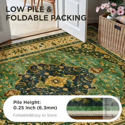 Joydeco Large Area Rugs for Living Room, Boho Non Slip Bedroom Rugs 8x10 - color: Green/Beige, size: 8' x 10' (Rectangular)