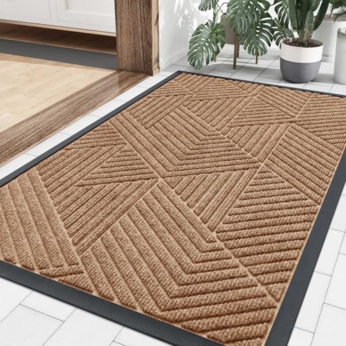 Smiry Front Door Mat Outside Entrance, Low Profile Rubber Doormat, 59x30 - color: Coffee, size: 59" X 30"