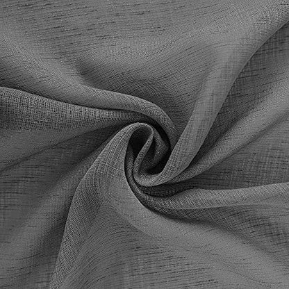 KOUFALL Gray Valances for Windows,Sheer Linen Look Valance Curtains for Kitchen Bathroom Living Room,Charcoal Dark Grey,18 Inch Length - color: Dark Grey