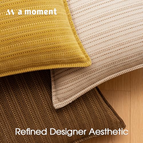 a moment Brown Designer Textured Throw Pillow Covers 20x20 Set of 2 Vertical Striped Chenille Cushion Covers Decorative Pillowcases for Couch Sofa Bed Living Room Boho Farmhouse Home Decor - color: Brown, size: 20" x 20" (Pack of 2)