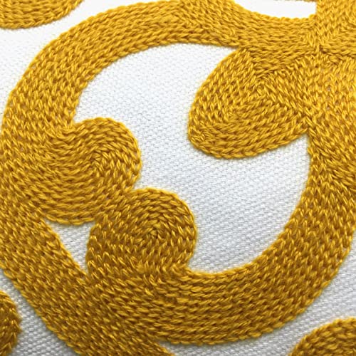 Alysheer Boho Embroidered Lumbar Throw Pillow Cover 12"x 20", 1pc Mustard - color: Gold, size: 20" x 12" (Pack of 1)