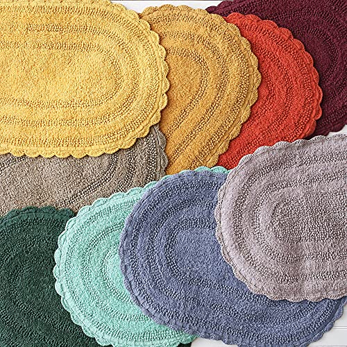DII Crochet Collection Reversible Bath Mat, Large Oval, 21x34, Honey Gold - color: Honey Gold, size: 1'9" x 2'10" (Oval)