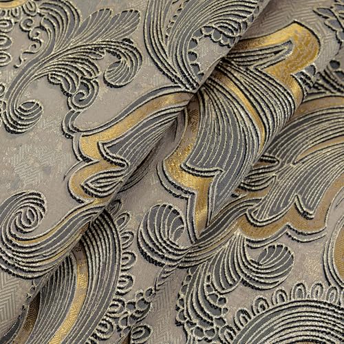Loom and Mill European Jacquard Valances for Windows Antique Style, 54"x18" - color: Taupe+gold