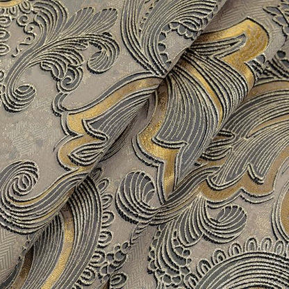 Loom and Mill European Jacquard Valances for Windows Antique Style, 54"x18" - color: Taupe+gold