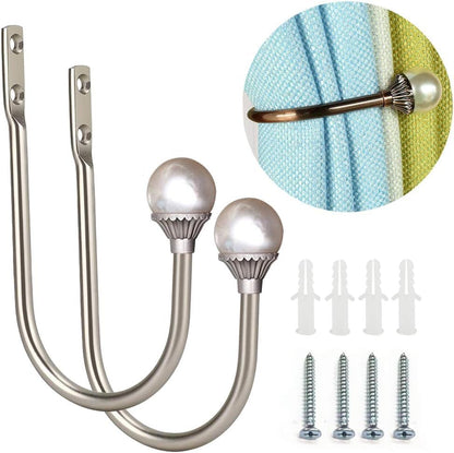 COCIVIVRE 2 Pack Curtain Holdbacks Wall Mounted Curtain Tiebacks Hooks - color: Silver, size: 2 Pack