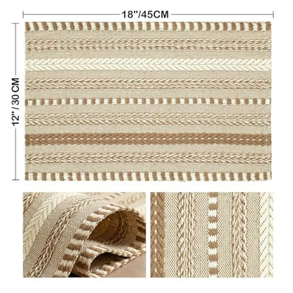 Artoid Mode Light Coffee Woven Braided Stripe Placemats Set of 6-12x18 Inch - color: Light Coffee, size: 12" x 18", 6 Pcs