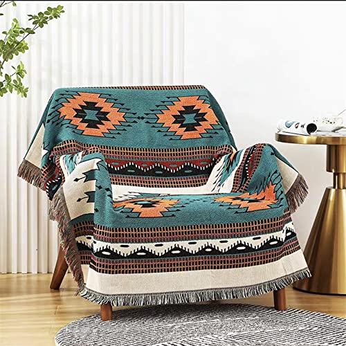 Homesy Aztec Throw Blanket Native Southwestern Bed Blankets 63"x87" Green - color: Green, size: 63"x87"