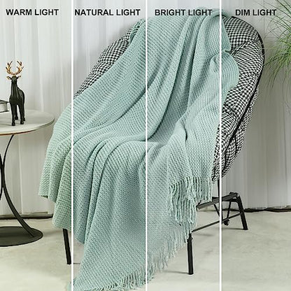 Blagic Wheat Textured Knit Throw Blanket for Couch,Blue and White,50"x60" - color: I-blue & White, size: 50 × 60 in