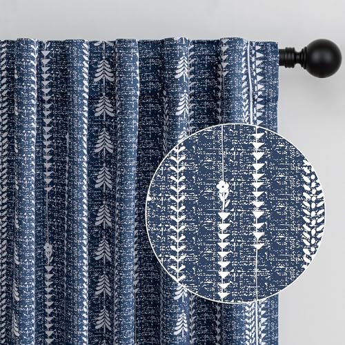 MEETSKY Blue Boho 95% Blackout Bedroom Curtains 50Wx95L,2 Panels - color: Blue, size: 50"W x 95"L (Pack of 2)