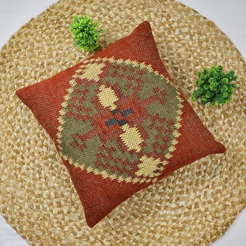Trade Star 70% Jute 30% Wool Kilim Throw Pillow Covers 18x18 Inche - color: Pattern 10