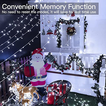 Ollny Christmas Lights 400LED 131FT, Cool White Fairy Lights with Remote - color: Cool White, size: 400 LEDs