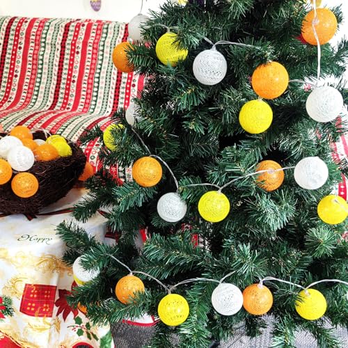 3M/10Ft 30 Yellow Orange White Ball LED Battery Operated String Fairy Light - color: Yellow Ornage