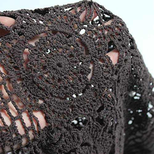 KEPSWET Cotton Handmade Crochet Lace Table Runner Dark Brown 12x36 Inch - color: Coffee, size: 12"x36"