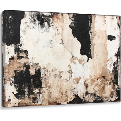 EVERLASTING STROKES Modern Abstract Textured Canvas Wall Art Black Cream Painting for Living Room Bedroom Home Office Decor (001,20 * 30in) - size: 20*30in