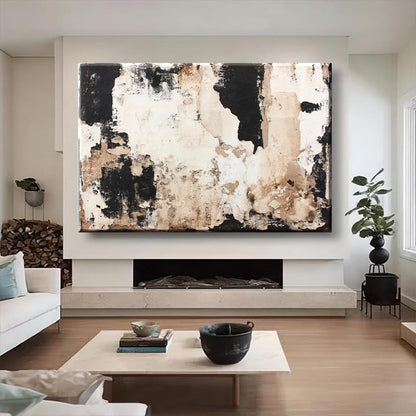 EVERLASTING STROKES Modern Abstract Textured Canvas Wall Art Black Cream Painting for Living Room Bedroom Home Office Decor (001,20 * 30in) - size: 20*30in