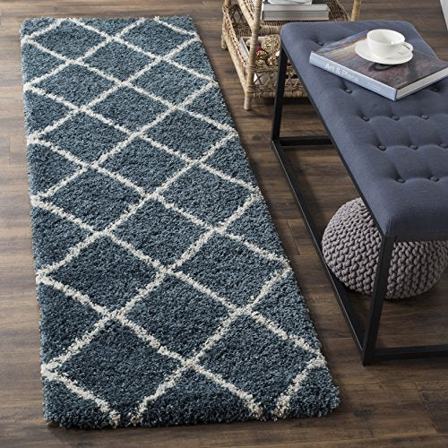 SAFAVIEH Hudson Shag Accent Rug 2x3, Plush Slate Blue & Ivory SGH281L - color: Slate Blue/Ivory, size: 2' x 3' (Rectangular)