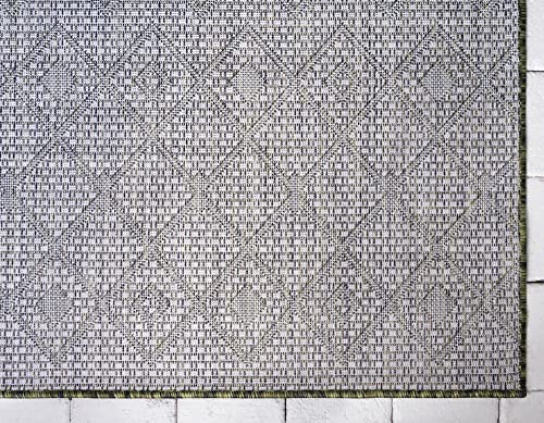 Unique Loom Outdoor Trellis Collection Area Rug - Tribal Trellis (2' x 8' Runner, Green/ Natural) - color: Green/Natural, size: 2' x 8' (Runner)