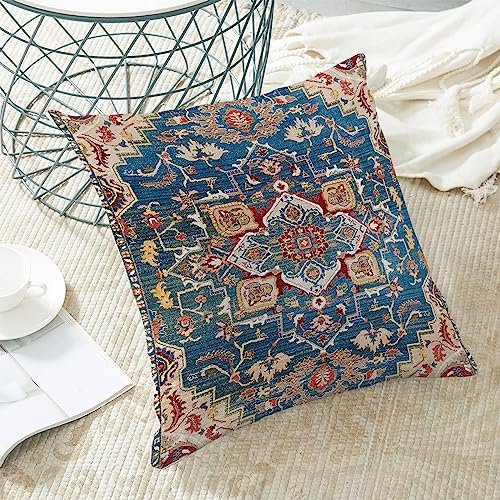Boho Blue Red Carpet Pattern Pillow Covers 18x18 Set of 2 - color: Boho-15, size: 18" x 18" (Pack of 2)