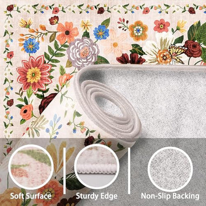Bath Mat 17x24 Non Slip, Washable Low Pile Area Rug, Beige - color: Blush Beige, size: 1'4" x 2' (Rectangular)