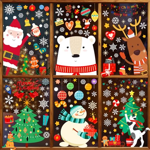 Christmas Window Clings for Glass Windows, Stickers for Window Decorations - color: Christmas