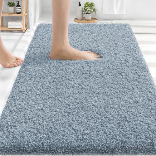 OLANLY Microfiber Bathroom Rugs 30x20, Ultra Soft Bath Mat, Airy Blue - color: Airy Blue, size: 30" X 20"