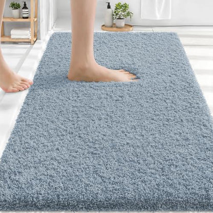 OLANLY Microfiber Bathroom Rugs 30x20, Ultra Soft Bath Mat, Airy Blue - color: Airy Blue, size: 30" X 20"