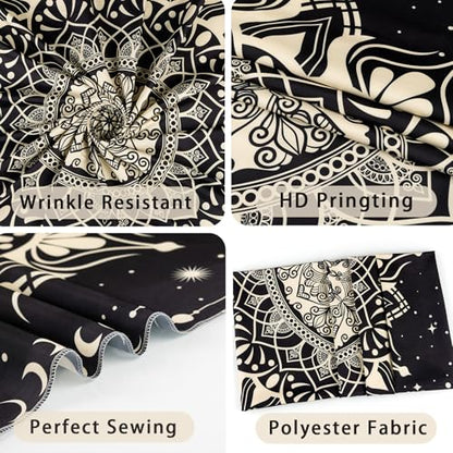 Apdidl Boho Mandala Tapestry for Bedroom, Black Hippie Ceiling Tapestries - color: Black Gold Mandala Tapestry, size: 90"L x 71"W