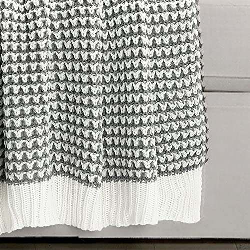 Lush Decor Chic and Soft Knitted Throw Blanket Single 50" W x 60" L Gray - Gray Throw Blankets for Bed - Couch Blanket - Soft Blankets - color: Gray