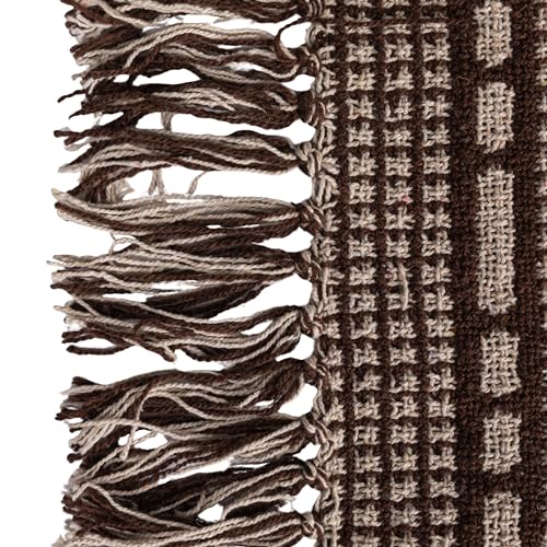 Bloomingville Soft Recycled Cotton Blend Throw with Diamond Pattern, Brown and Beige - color: Brown and Beige