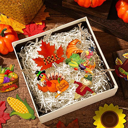 Bucherry 40 Pieces Fall Thanksgiving Wood Ornaments for Tree,Cute Style - style: Cute Style