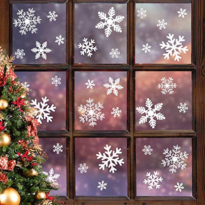 LUDILO 135Pcs Christmas Decorations Window Clings Snowflakes Window Decals - color: White