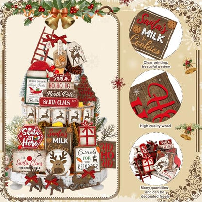 Croblissful 23 Pcs Christmas Tiered Tray Decor set, Red, Elk - color: Red, style: Elk