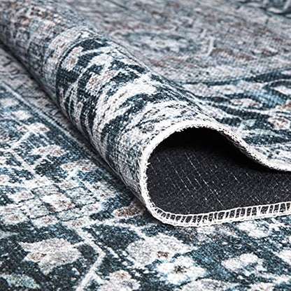 Bloom Rugs Caria Washable Non-Slip 3x5 Rug - Navy Blue Traditional Area Rug for Living Room, Bedroom, Dining Room, and Kitchen - Exact Size: 3' x 5' - color: Navy Blue, size: 3' x 5' (Rectangular)