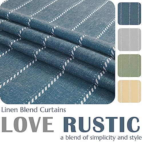 jinchan Linen Striped Tier Curtains for Kitchen Windows Nautical - color: Nautical Striped | Blue, size: 26"W x 24"L (Pack of 2)
