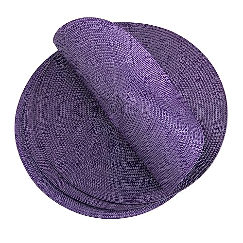 Placemats, Crossweave Heat Resistant Classic Woven Round Place Mats Diameter 13.5 inch for Kitchen Table Set of 6 (Purple) - color: Purple
