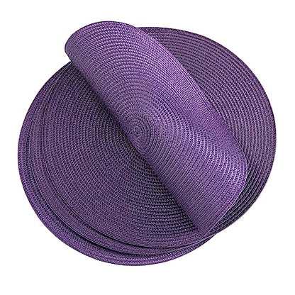 Placemats, Crossweave Heat Resistant Classic Woven Round Place Mats Diameter 13.5 inch for Kitchen Table Set of 6 (Purple) - color: Purple