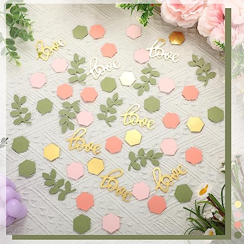 Kathfly 500 Pcs Greenery Wedding Table Confetti, Lavender‑sage - color: Gold, Tea Green, Light Pink, Crimson