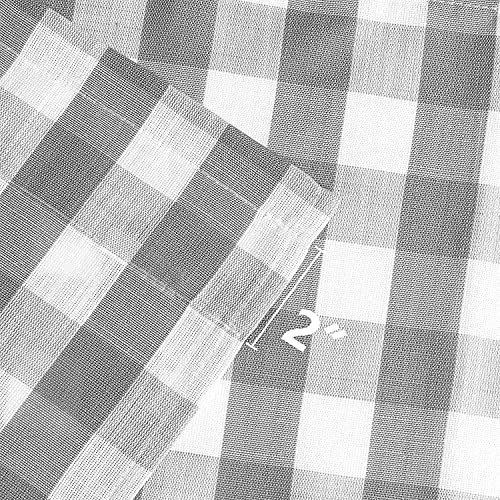 Amzdecor Grey White Buffalo Plaid Valance Semi Sheer Cafe Curtain 55"x15" - color: Silver/Gray
