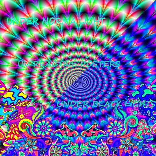 Jhdstore Blacklight Mushroom Tapestry, Glow In The Dark Tapestry Black Light Posters for Bedroom UV Reactive Mushroom Wall Tapestries Wall Hanging for Bedroom Dorm Decor(48"x36") - color: BL Mushroom Wave, size: 48"L x 36"W