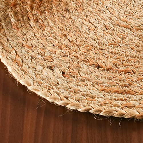 Hausattire Jute Braided Round Placemats, Natural, 14 in, 4-Pack