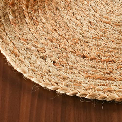 Hausattire Jute Braided Round Placemats, Natural, 14 in, 4-Pack