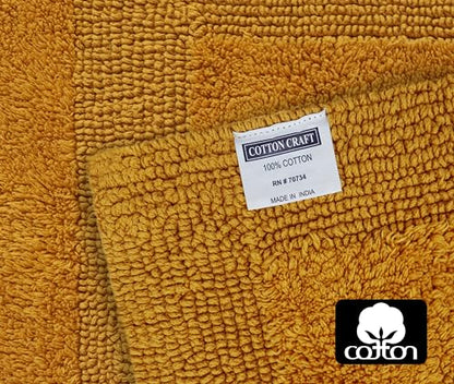 COTTON CRAFT 2 Pack Reversible Bath Mat - Plush 17x24 Bath Rug - Golden Rod - color: Golden Rod, size: 17x24 Inches