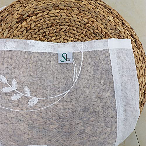 SLOW SOUL Set of 2 Panels White Embroidered Flowers Sheer Curtains for Bedroom Living Dining Room Farmhouse Drapes Curtain with Grommets White 52W X 63 inch Length - color: White/Grommet, size: 52"W x 63"L (Pack of 2)