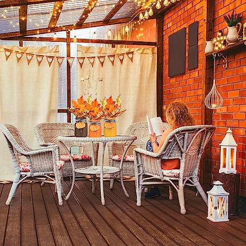 Jexine 18 Pcs Fall Mason Jar Table Decorations with Pumpkin Leaf Wood Sign