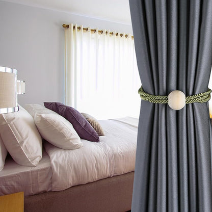 BEL AVENIR Magnetic Curtain Tiebacks, Boho Farmhouse Curtain Tie Backs - color: Green