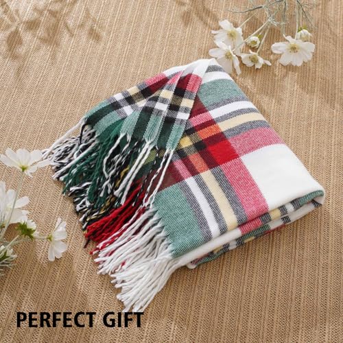 Plaid Throw Blanket for Couch Bed, Christmas Green Blanket Throw 50"x60" - color: Red Green Plaid