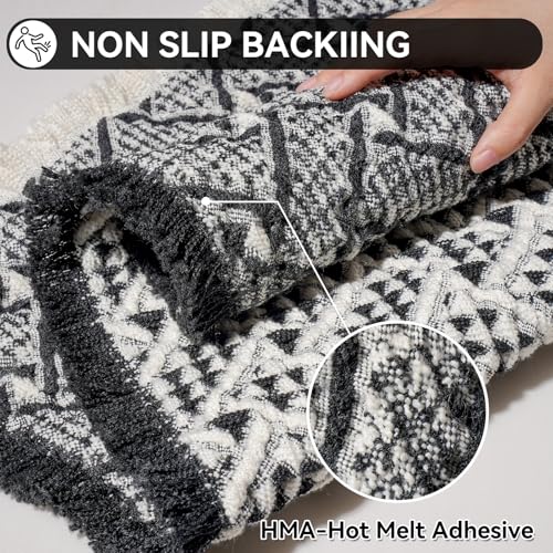 Waffle Bath Mat, Extra Soft Boho Bathroom Rugs, 16x24 Black - color: Black, size: 17" X 24"