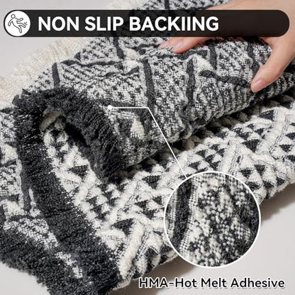 Waffle Bath Mat, Extra Soft Boho Bathroom Rugs, 16x24 Black - color: Black, size: 17" X 24"