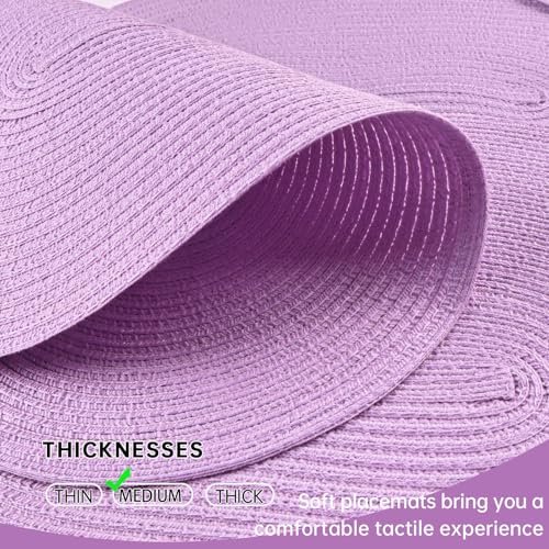 Placemats Set of 6, Woven Oval Braided Dining Table Mats(Lavender Purple) - color: Solid Purple, size: 6 pcs